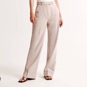 NWOT Abercrombie and Fitch Cuffed Hem Tailored Wide Leg Trousers Pants 29